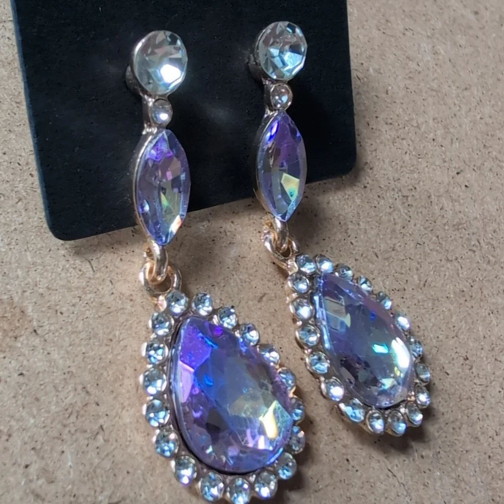 Elegant Purple Crystal Drop Earrings